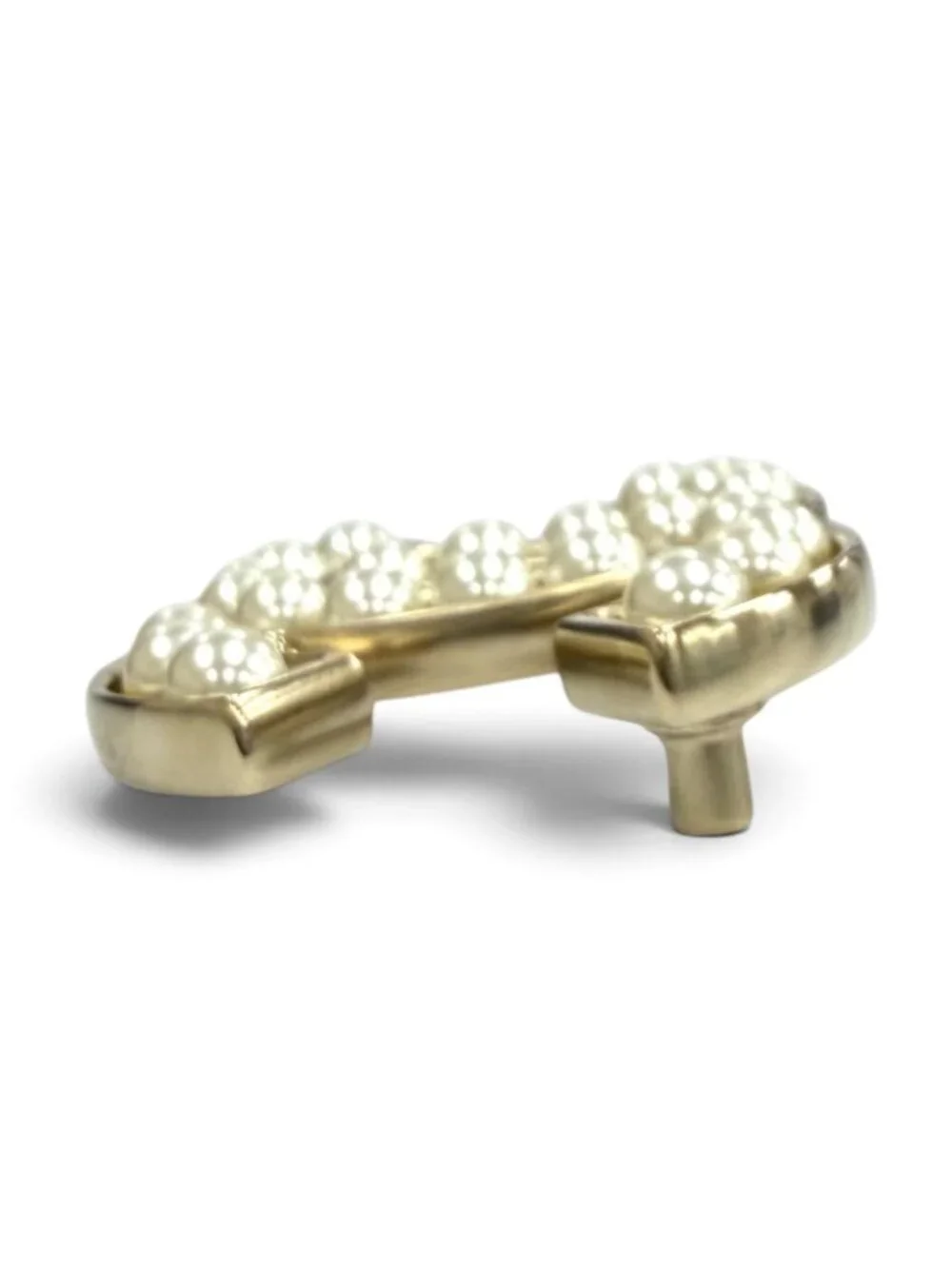 Chanel CC Logo Faux Pearl Brooch White Gold